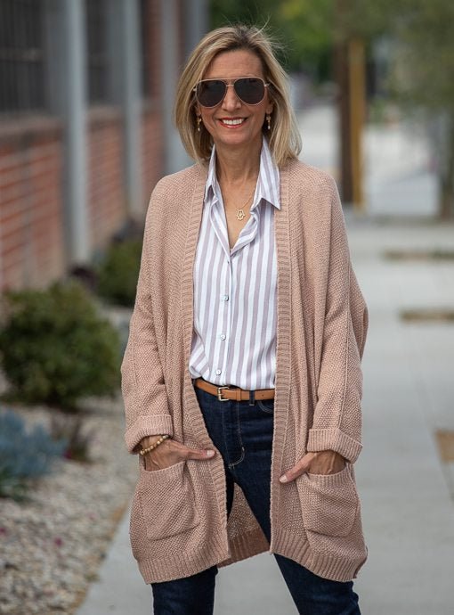 Latte Knit Cardigan With Pockets - Just Style LA