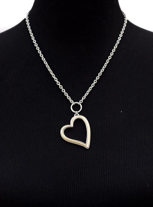 Matte Silver And Gold Heart Necklace - Just Style LA