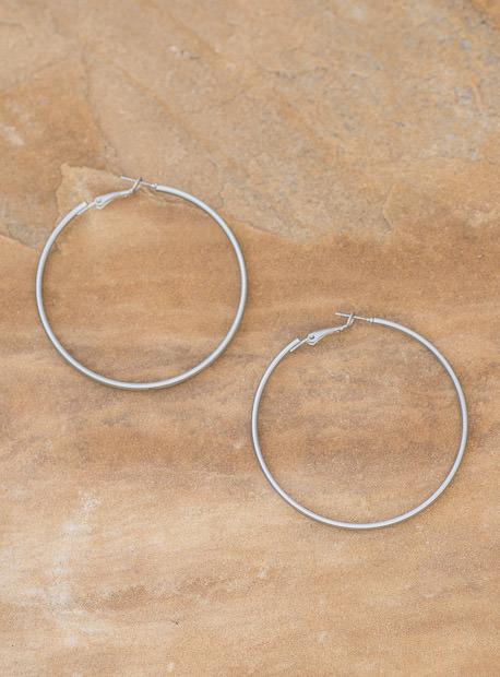 Matte Silver Hoop Earrings - Just Style LA