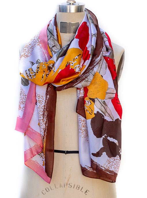 Multi Color Floral Print Silky Scarf Shawl - Just Style LA