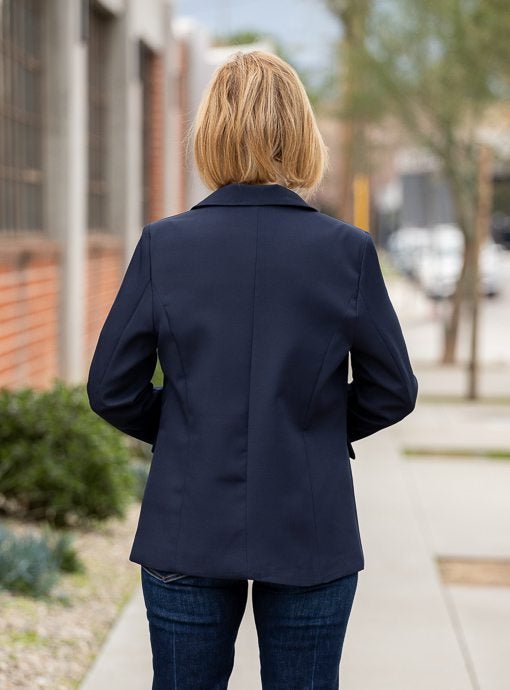 Navy Double Breasted Blazer With Gold Buttons - Just Style LA