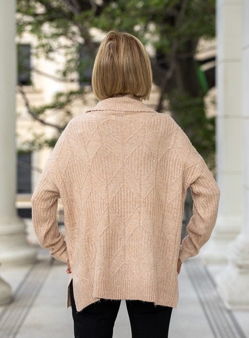 Oatmeal Cowl Neck Oversized Sweater - Just Style LA