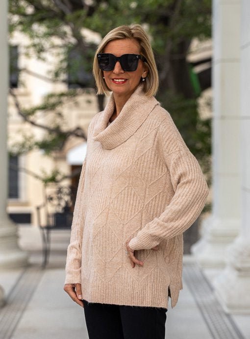 Oatmeal Cowl Neck Oversized Sweater – Just Style LA