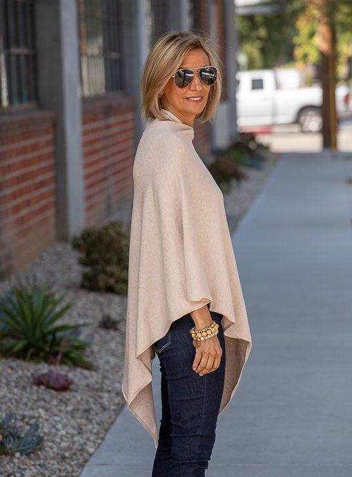 Oatmeal Pull On Poncho - Just Style LA