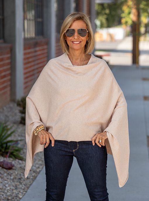 Oatmeal Pull On Poncho – Just Style LA
