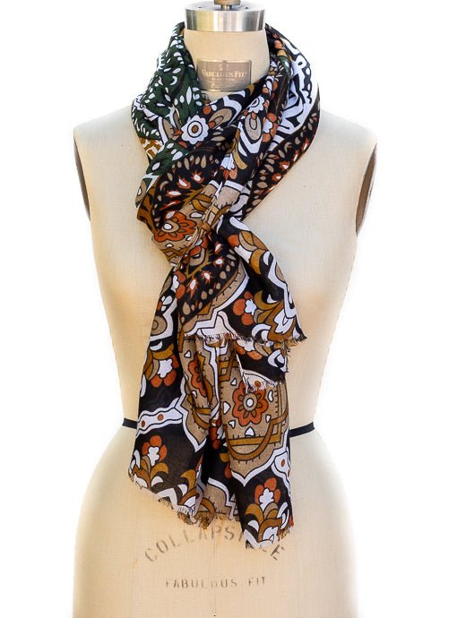 Olive Multi Color Abstract Print Scarf Shawl - Just Style LA