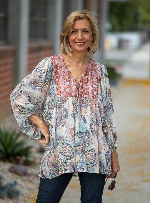 LV INSPIRED SATIN BLOUSE – Pampas Fashion Boutique