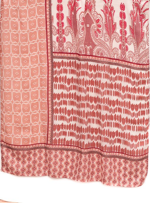 Pink Mauve Cream Ethnic Print Scarf Shawl - Just Style LA