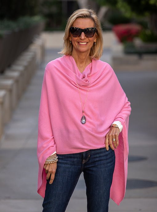 Pink Pull On Poncho - Just Style LA