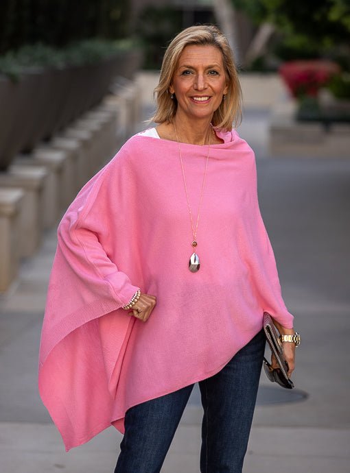 Pink 2024 poncho style sweater top