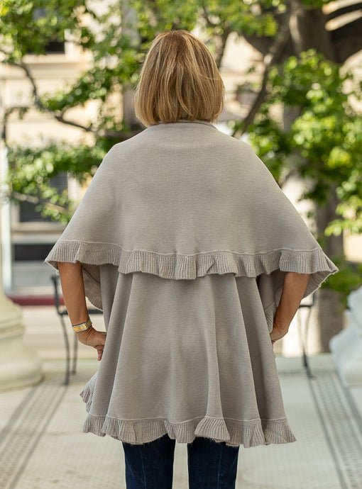 Putty Cape Vest With Ruffle - Just Style LA