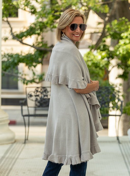 Putty Cape Vest With Ruffle - Just Style LA