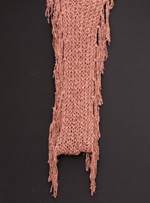 Rose Open Weave Textured Yarn Infinity Scarf With Fringe - Just Style LA