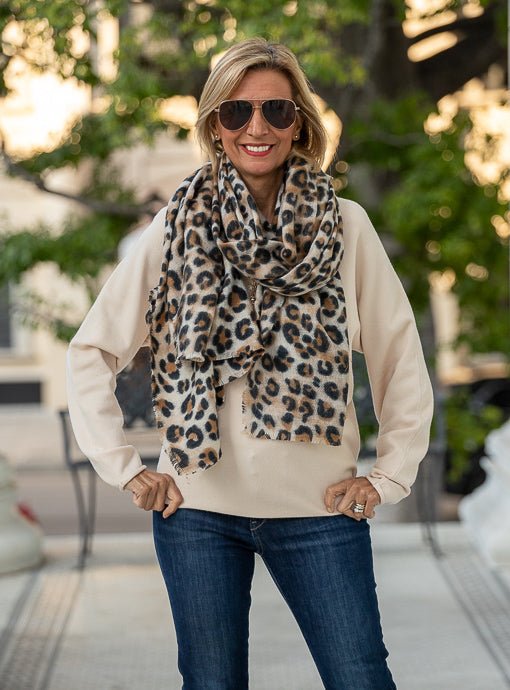 Leopard Printed Shawl for Women Black Beige Animal Print -  Sweden