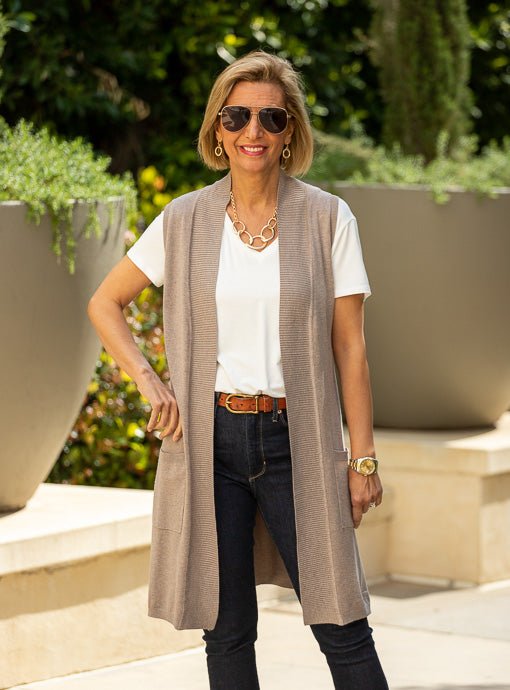 MixMatchy Lightweight Sleeveless Draped Open Front Cardigan Vest