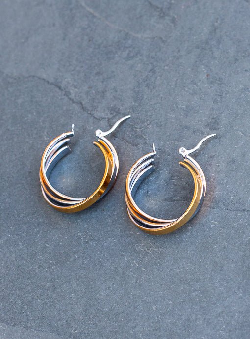Tricolor Metal Hoop Earrings - Just Style LA