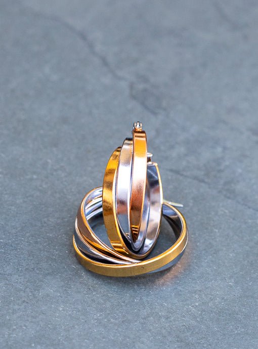 Tricolor Metal Hoop Earrings - Just Style LA