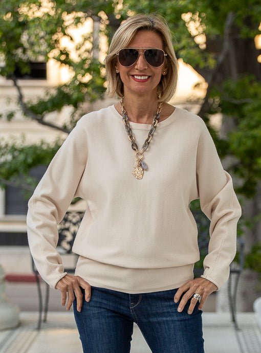 Vanilla Knit Dolman Sleeve Sweater Top - Just Style LA
