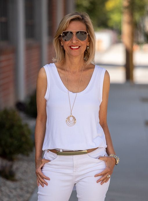 White Bamboo Tank Top - Just Style LA
